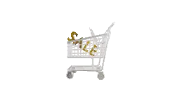 WebP of a rotating shopping cart carrying letters that form the word "sale" symbolizing the Daddy Grunge t-Shirt shop